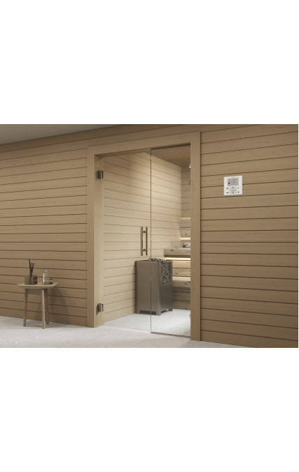 Sauna glass door with additional glass panel S2